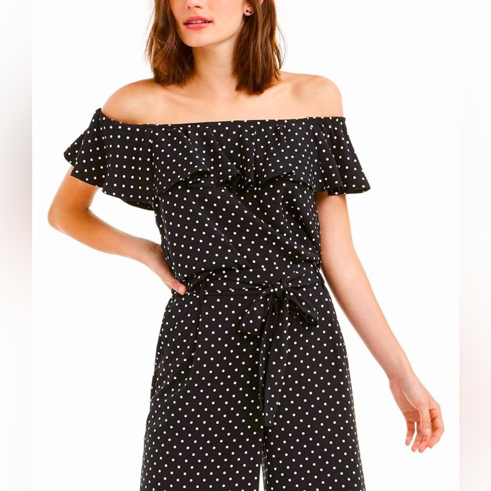 Maison Jules Black Polka Dot Off-Shoulder Blouse XXL